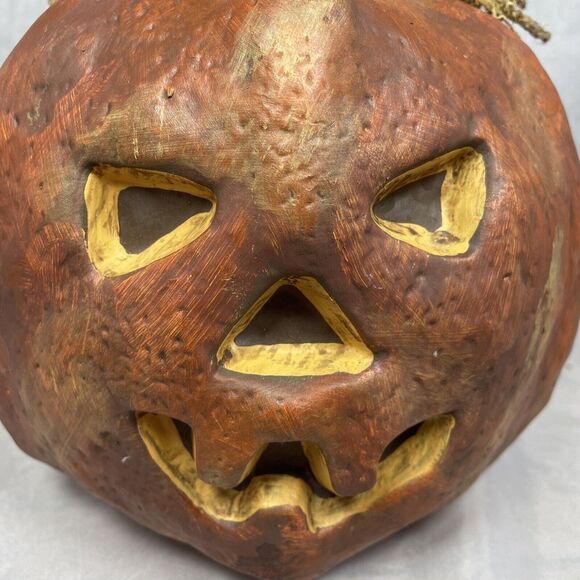 Halloween Ceramic Pumpkin Jack-O-Lantern CJF Designs Ceramic 7.5” Creepy/Spooky - Picture 3 of 9